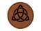 Celtic Triquetra Knot Silhouette Round Iron-On Engraved Faux Leather Patch Applique - 2.5"